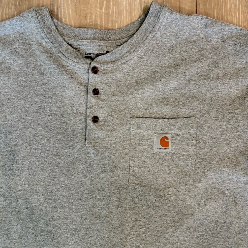 Carhartt Loose Fit Heavyweight Short Sleeve Pocket Henley Men's 4XL Heather Gray - Picture 4 of 8